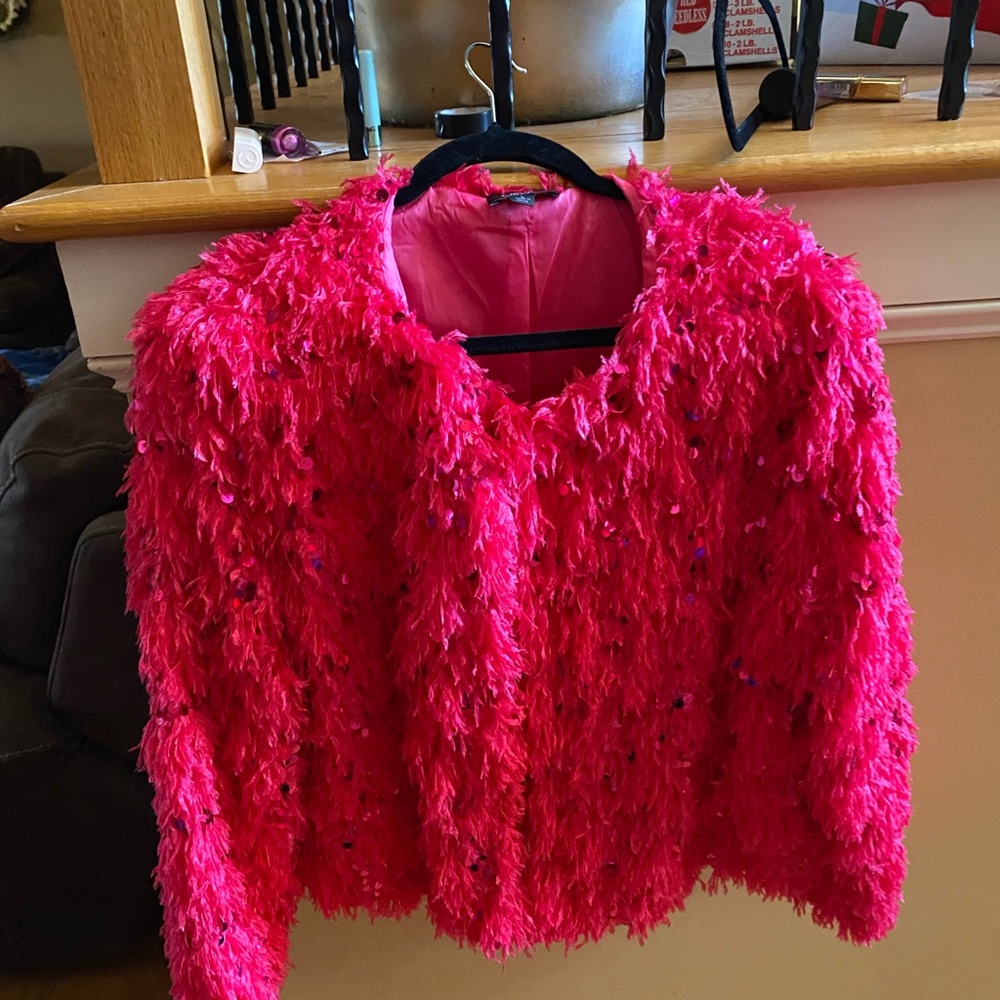 Vibrant Pink Fuzzy Women's Jacket